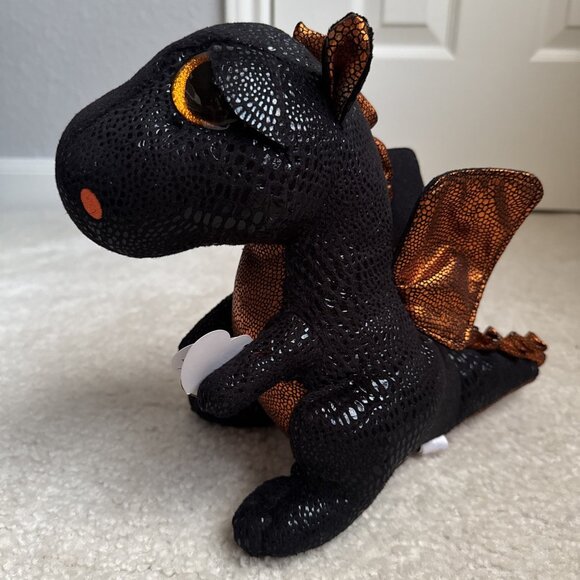 NWT TY Beanie Boo - MERLIN the Dragon 9" - Plush Black Dragon 2017 - Picture 4 of 14